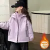 Chaqueta 3 en 1 para Niñas Otoño e Invierno 2026 Estilo Nuevo para Niños Mayores, Forro Polar, Engrosada, Cortavientos, Abrigo de Moda