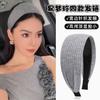 Diadema Ancha Gris Igual de Yi Mengling para Mujer Otoño e Invierno 2025 Nueva Diadema Tejida de Techo Alto Banda para el Cabello Tarjeta Accesorios para el Cabello