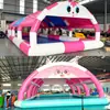 Alberca inflable con carpa, diseño de caricatura, para niños y adultos, tina de natación exterior de PVC engrosado con tobogán