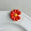 Cuentas Pintadas de Agujero Grande con Estampado de Margarita Acrílico Hecho a Mano DIY Colgante para Coche Cadena para Teléfono Llavero Materiales