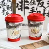 Saco de Embalagem para Café Comercial Copo Único Copo Duplo Descartável Embalagem para Levar Chá com Leite Saco de Papel Kraft Bolsa de Mão Logo