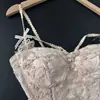 Camisola Rosa Jacquard Francés Impresionante Patchwork de Encaje Camisola de Verano para Mujer