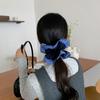 Nudo para el pelo a rayas de puntos con corazón azul 2025 para mujer, Cuerda de pelo de coleta moderna y elegante, Nudo para moño