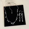 Colar com Brincos de Franja Zircônia Gymnopus Feminino Simples Alto Padrão Exquisito Moda Para o Trabalho Corrente de Colar Versátil Corrente para Clavícula