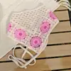 Diadema de Ganchillo con Cabeza de Margarita Transfronteriza Bufanda Triangular de Viaje Celebridad de Internet Pañuelo para la Cabeza de Check-In Fotográfico Diadema de Ganchillo con Flor Hueca
