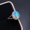 Anillo de Ópalo Natural Ultra-Hermoso, Hecho a Mano Cuidadosamente con Materiales Finos, la Piedra Principal Tiene un Excelente Brillo, 8X10Mm