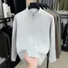 Nueva Camiseta Deportiva de Manga Larga con Cuello Alto y Media Cremallera para Hombre Primavera Otoño Capa Base para Exteriores Color Sólido Suéter Top Casual