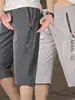 Pantalones Cortos Delgados de Verano para Hombre con Bolsillos, Cremallera, Shorts Deportivos Rectos Holgados de Seda de Hielo, Shorts Casuales Grandes, Largo 7/8