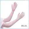 Guantes de Manga de Hielo para Protección Solar al Aire Libre para Mujer Verano Manga Larga Fina Conducción Montar Mano Descubierta Protección UV Seda de Hielo Brazo KX