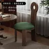 Cadeira de Jantar Vintage em Madeira Maciça Estilo Francês, Cadeira com Encosto de Designer Meio do Século, Cadeira para Toucador de Quarto Estilo Wabi-Sabi, Cadeira Chave
