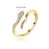 Anillo de Serpiente Abierto Exquisito Brillante de Alta Calidad Hecho a Mano con Zirconia Europea y Americana 4A Chapado en Cobre Oro Real Fábrica