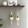 Bolsa de Malla Tejida para Macetas Transfronteriza, Mini Cesta Colgante para Plantas Verdes, Colgador de Carrito de Jardín Colgante de Cuerda de Algodón y Lino Hecho a Mano