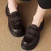 Mocasines gruesos estilo británico retro para mujer, nuevos zapatos slip-on para otoño e invierno 2026 con tacones gruesos y puntas redondas, zapatos de cuero patchwork