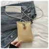 2026 Moda Nueva Color Sólido Casual Simple Paja Sintética Tejida Personalizado Cruzado Teléfono Hombro Bolso