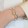 Pulsera de Perlas de Vidrio de Moda para Mujer Forma de Nudo de Bambú Varios Tamaños Pulsera con Cuentas de Perla Alto Aspecto Sentido de Diseño de Flor de Melocotón de la Suerte Joyería para la Mano
