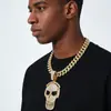 Colar Europeu e Americano Transfronteiriço Novo Estilo Personalizado Masculino Estilo Hip-Hop Corrente Cubana Diamante Completo Pingente de Caveira