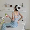 Moda Primavera y Verano Chica Atrevida Chaleco de Encaje Falso de Dos Piezas con Diseño de Tirantes y Almohadilla para el Pecho Estilo Coreano Estilo Hong Kong Tirante Exterior