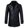 Chaqueta de Cuero Negra Ajustada para Hombre, Estilo Británico Casual de Invierno, Tendencia Versátil y Elegante, Abrigo Cálido para Hombre