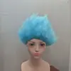 Peluca de pelo azul claro esponjosa retardante de llama para Halloween, fiesta de cosplay, Cos, Anime, Show, Accesorios