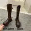 Botas Botas Femininas 2024 Novo Outono e Inverno Solado Grosso Forrado com Lã Meia-Panturrilha Botas Altas Botas de Cavaleiro Botins