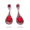 Zhihai Azul Pendientes Largos Europeos y Americanos Exagerados Incrustados de Diamantes Diarios Versátiles Accesorios de Moda Pendientes de Gota de Agua de Lujo Pendientes
