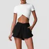 Shorts de Bolso para Esportes de Corrida Roupa de Tênis Feminina Top Casual Respirável de Manga Curta Conjunto Fitness Mercadorias a Pronta Entrega Transfronteiriça