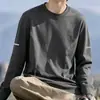 Camiseta de manga larga para hombre, estilo deportivo casual, cuello redondo, camiseta interior estampada de manga larga, camiseta para hombre