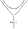 Accesorios Europeos y Americanos Verano Mujer Cadena para Clavícula de Doble Capa de Gama Alta Moda Retro Colgante de Cruz de Diamante Collar Venta al por Mayor