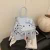 Mochila Retro Americana de Gatito para Mujer, Estilo Coreano Estampado de Leopardo Diseño de Nicho Dibujos Animados Linda Mochila de Gran Capacidad