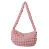 Bolso de hombro sencillo de color sólido estilo occidental fresco de estilo coreano para mujer, bolso informal de cuadros con burbujas para principios de otoño 2023