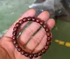 Pulsera de Sándalo Rojo 8mm Estilo Tejido DIY Sencilla Retro para Mujer Pulsera de Amistad Cuentas Cilíndricas