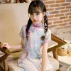 Falda Hanfu para Niñas Nuevo Verano Niñas Medianas y Grandes Vestido Modificado Cheongsam de Gasa Bordado Estilo Chino