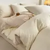 Conjunto de Roupa de Cama Jacquard de Luxo Leve em Gaze de Três Camadas 100% Algodão Quatro Peças, Capa de Edredom de Algodão Puro de Alta Qualidade, Lençol Confortável para Dormir, Roupa de Cama de Alta Qualidade
