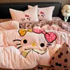 Juego de Cuatro Piezas Sueño de Árbol de Invierno Toalla de Felpa de Leche Doble Cara Franela Gruesa Bordada Suave Elástica Ropa de Cama