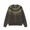 Yidao Vintage Otoño 2026 Nueva Colección: Suéter Cardigan de Lana Mezclada Fair Isle, Tejido Unisex para el Trabajo y Uso Casual