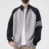 Suéter cárdigan retro americano de doble cremallera y tres rayas, estilo casual y relajado, tejido de punto con cuello en V, chaqueta de color liso unisex