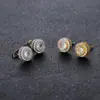 Brincos de hip-hop da moda para homens, com cravação pavé completa de micro zircônias cúbicas, banhados a ouro e um novo design transfronteiriço, disponíveis para atacado