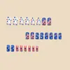 Día de la Independencia Estrellas y Rayas Uñas con Brillo Uñas Cuadradas de Longitud Media Estilo Patriótico Uñas Postizas Moda Europea y Americana Uñas Postizas