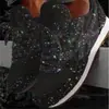 Sapatos Femininos de Outono Tamanho Grande Respiráveis 2025 Novos Sapatos com Strass Tênis Esportivos Casuais Femininos Salto Plataforma Feminino Lantejoulas de Exportação