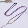 Collar de cuerda de maíz con nudo concéntrico, colgante de jade tejido a mano, colgante de cristal de cera de abejas, collar de jade con colgante de cuerda
