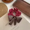 Nuevo Pasador de Cuadros Rojos Otoño e Invierno Accesorios para el Cabello de Niña de Alta Gama Banda para el Cabello Tipo Intestino Grande Versátil Set de Pinzas para el Cabello