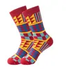 Calcetines Personalizados Transfronterizos para Hombre de Media Pantorrilla Cuadros de Color Cuadros de Diamantes Geométricos Versátiles Mezcla y Combinación Europea Americana Hip Hop Streetwear