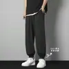 Pantalones de Hielo de Seda Dagging para Hombre Verano Delgados 2025 Nueva Llegada Pantalones Deportivos Cropped con Pierna de Corbata Marca de Moda Pantalones Frescos Casuales