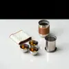 Juego de té puro de titanio para viajes al aire libre, juego completo portátil para coche de tazas y tetera de titanio, juego de té de viaje con almacenamiento