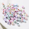 Cuentas Cuadradas de Acrílico con Letras 6*6mm, Cuentas de Letras Coloridas con Goteo de Aceite, Cuentas Sueltas Fluorescentes de 6mm, Joyería con Cuentas DIY