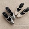 Fat Feet MM Sandalias Muller Mary Jane de Piel de Oveja para Mujer 2025 Nueva Primavera y Verano Tacón Medio Grueso plateadas