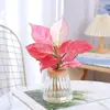 Planta em Vaso Vermelho Geely, Planta Verde Ruyi Rainha Elefante Branco Hidropônica, Planta de Folha Decorativa para Mesa de Escritório, Flor Fácil de Cuidar