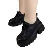 Populares zapatos de cuero ligeros, de suela blanda, antideslizantes, de suela gruesa, que aumentan la altura para mujer, nuevo lanzamiento otoño 2026, zapatos casuales cómodos con cordones para mujer