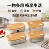 Fiambrera de Acero Inoxidable 304 Simple Portátil Doble Compartimento Preparación de Comidas Alimentos y Platos No Mezclan Sabores Pared Interior Lisa Fácil de Enjuagar