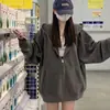 Sudadera Abrigo Mujer Primavera y Otoño Ropa Exterior talla grande Holgado Estilo Perezoso Con Capucha Estampada
